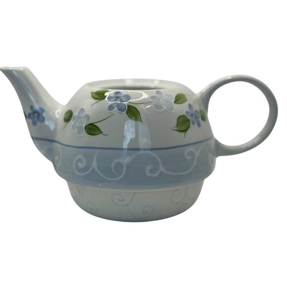 Mesa Intl Blue‎ Yellow floral nesting teapots w/ cup and lid hand painted - Picture 3 of 9